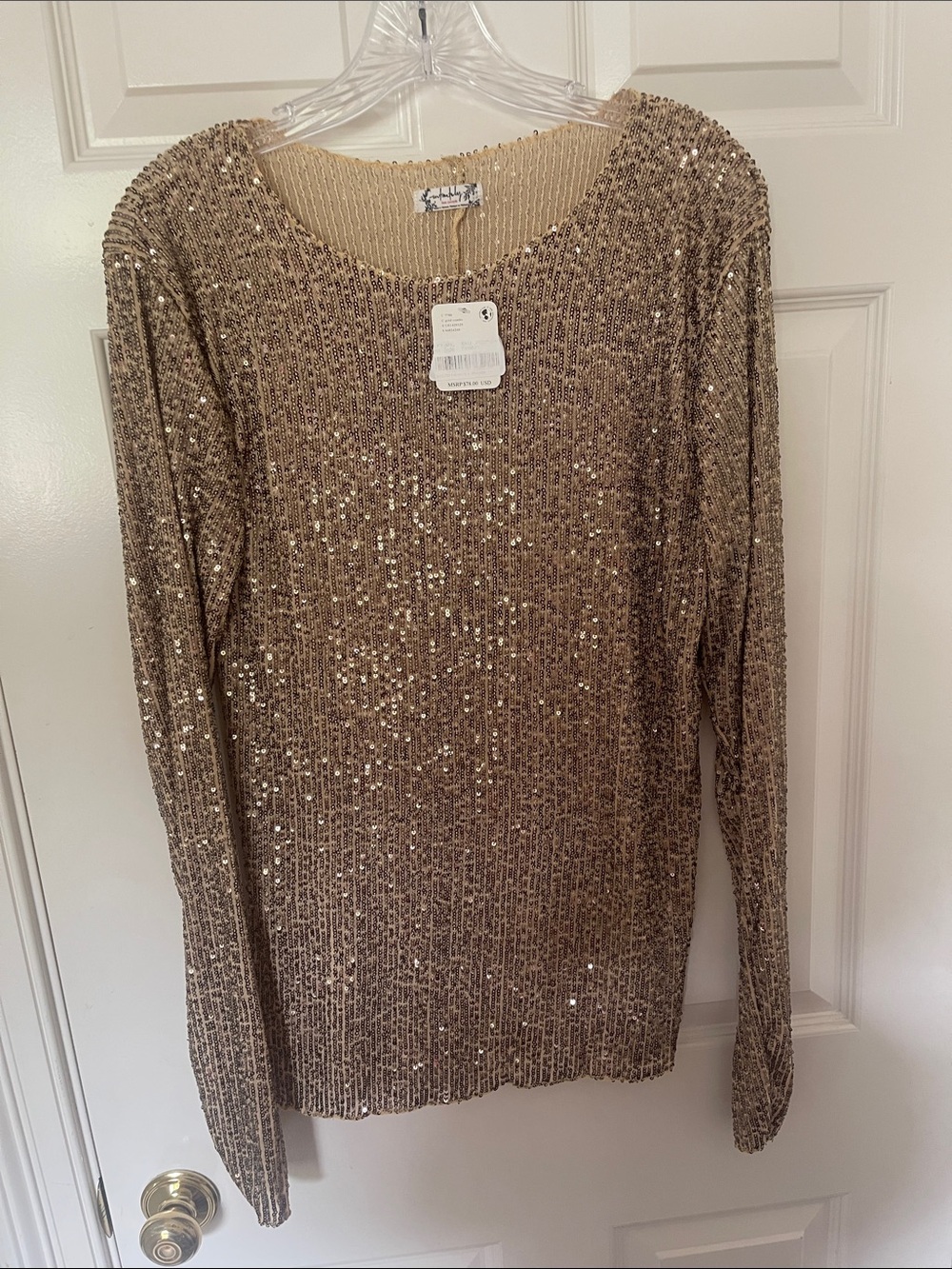 Free People stretch long sleevesequined tee.